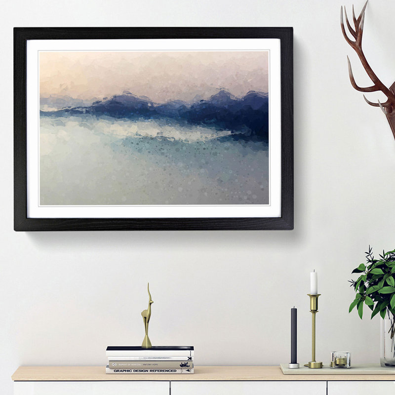Misty Mountains - Picture Frame Graphic Art Print, 27cm H x 36cm W x 2cm D, Black Framed