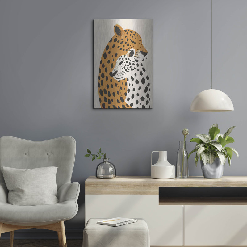 «Leopard Mom» par Andreas Magnusson, art mural en métal, H 24 po x l 16 po