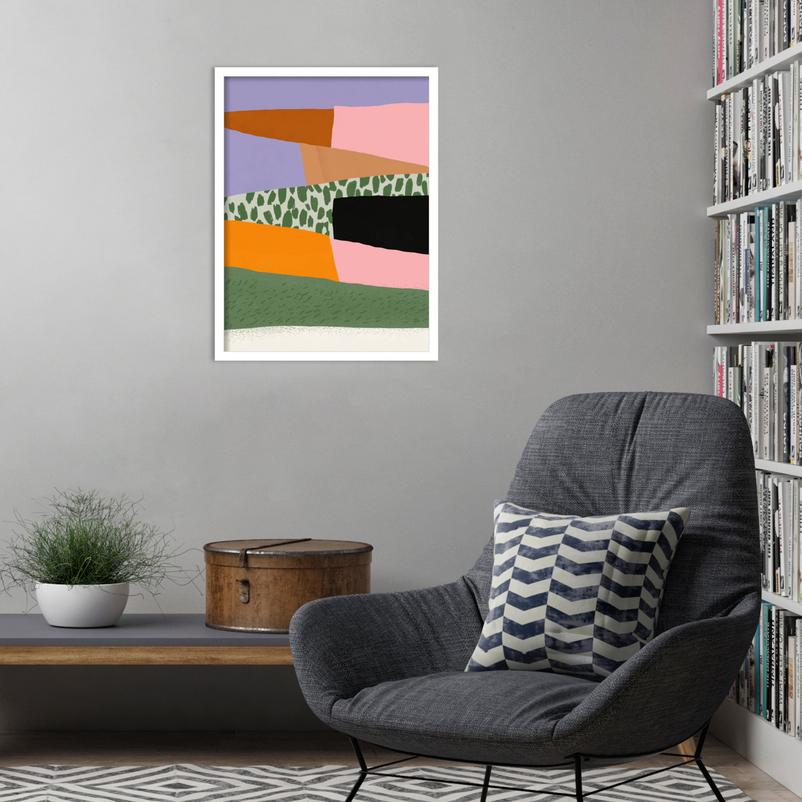 Abstract Minimalism Collage 02 Print, White, 25" H x 19" W