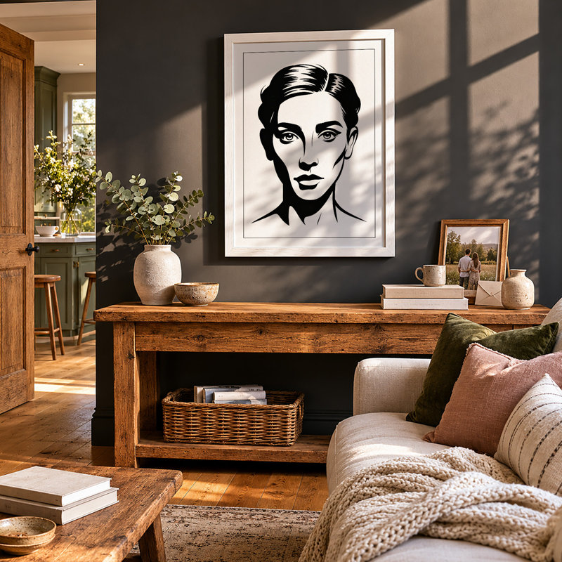 Sculpted Visage Graphic Art - Framed Print, A4 - 29.7 x 21.0 cm, White