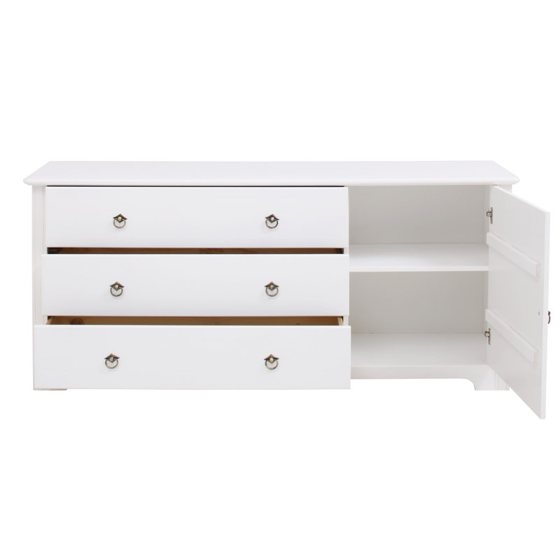 Manderson Solid Wood 152cm W 3 - Drawer Chest of Drawers, White 