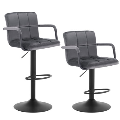 Haymark Swivel Upholstered Adjustable Height Counter Stool with Metal Frame
