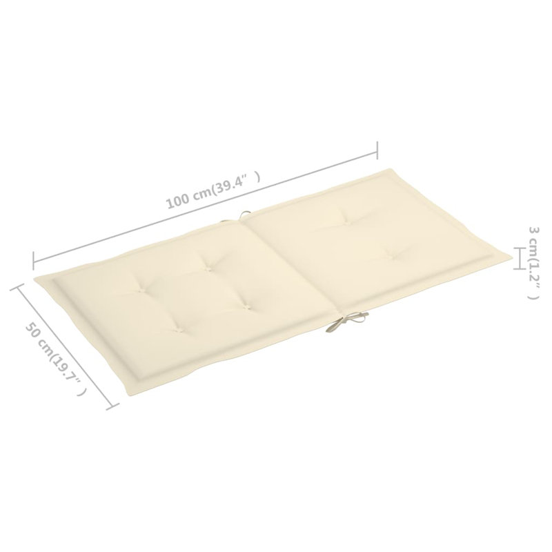 Outdoor Seat / Back Cushion, Cream, 39.4" H x 19.7" W x 1.2" D