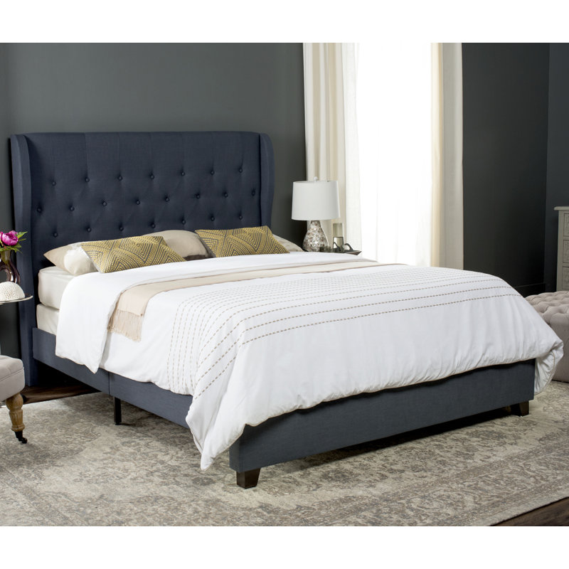 Christerfer Tufted Upholstered Low Profile Standard Bed, Full, Navy