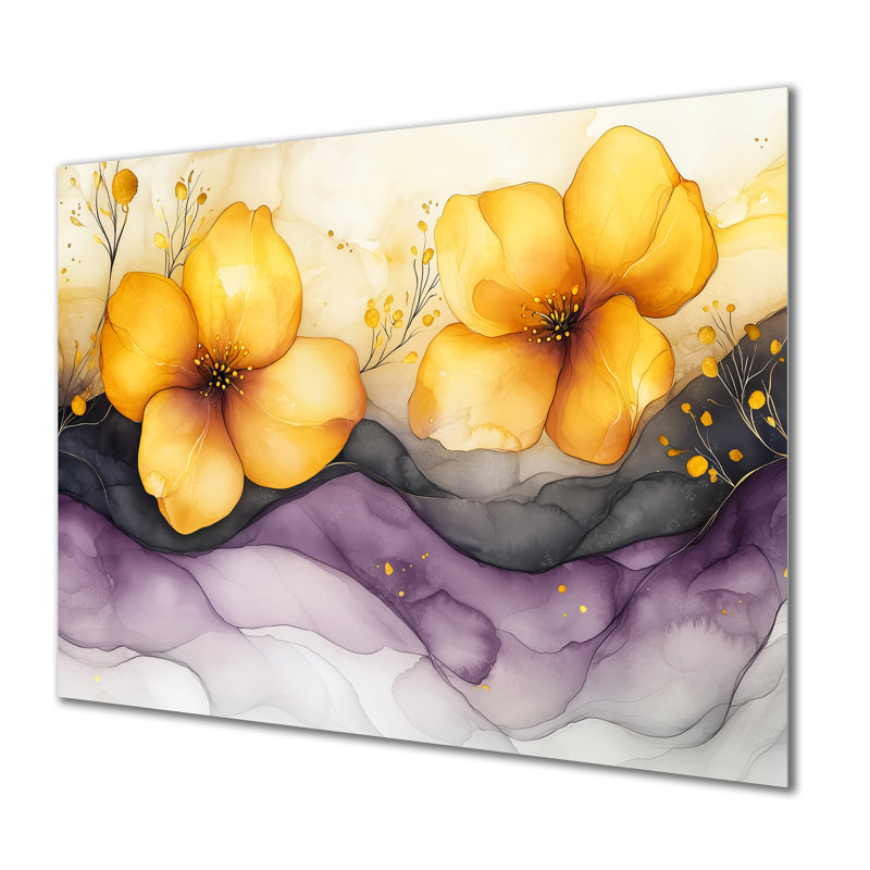 Lavande fleur de pommier en fleurs II - décoration murale fleur de pommier en métal, H 12 po x l 20 po