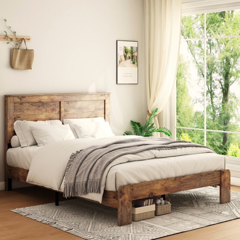 Structure de lit plateforme très grand en bois, silencieuse et sans sommier tapissier