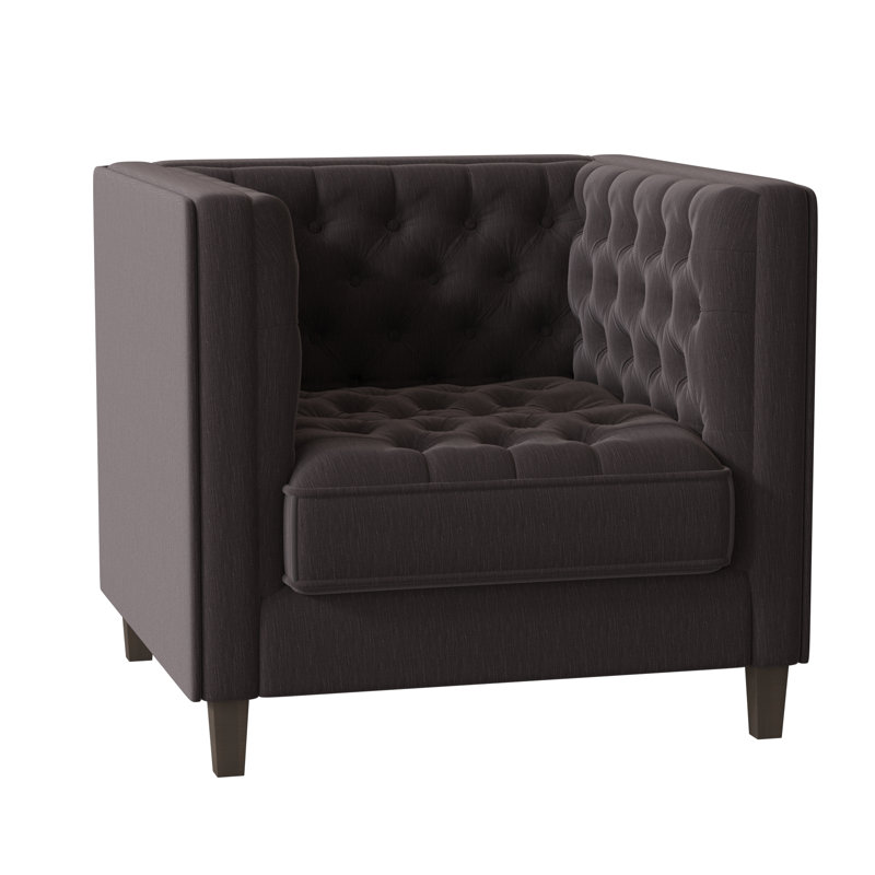 Jess Upholstered Armchair, Encore Moon Dust, Brown Mahogany