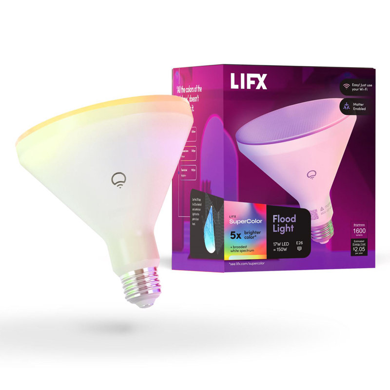 Ampoule à DEL PAR38 E26 (moyenne) de la maison intelligente LifeX PARX E14 (moyenne) changeant de couleur, équivalente à 150 watts