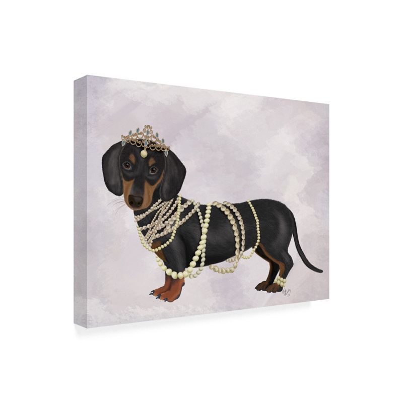 «Teckel et perles» par Fab Funky - impression sur toile tendue