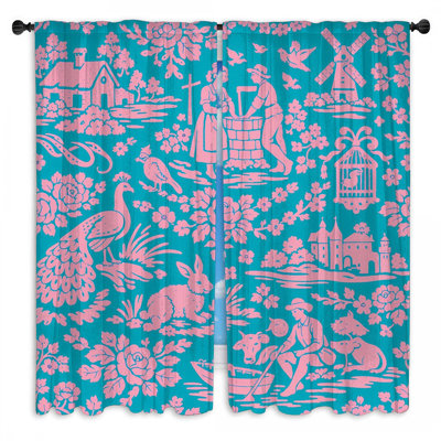 Rideaux de fenêtre en toile pastorale avec animaux obscurcissant - 2 panneaux