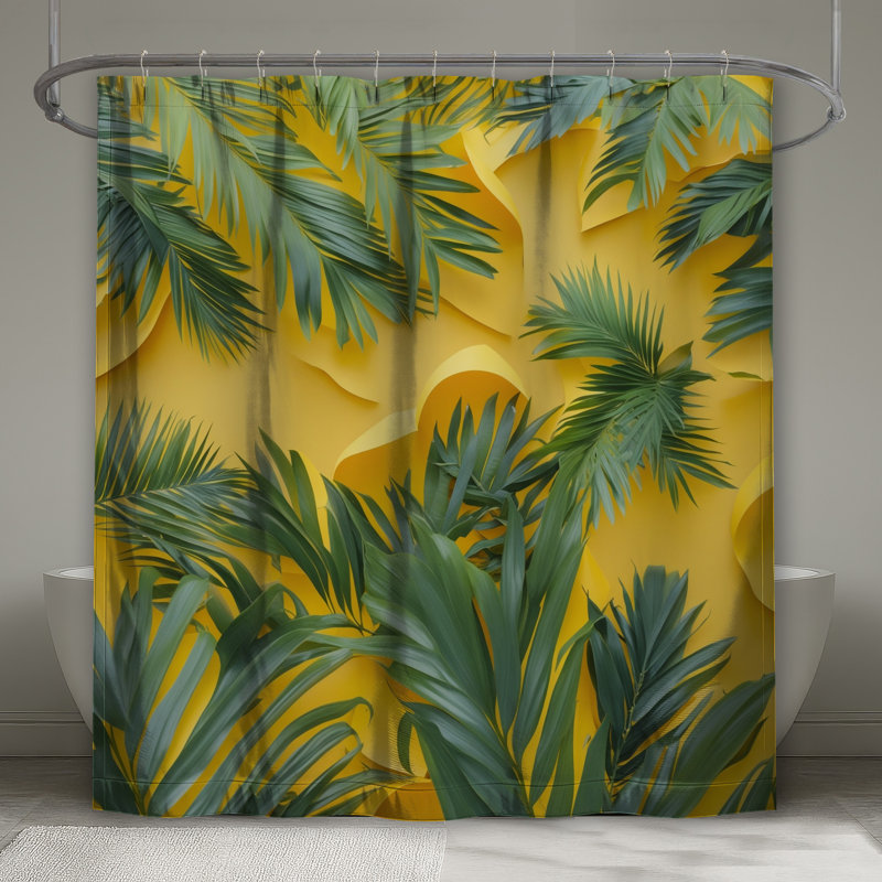 Rideaux de douche Green Palm Leaves, L 70 po x H 84 po