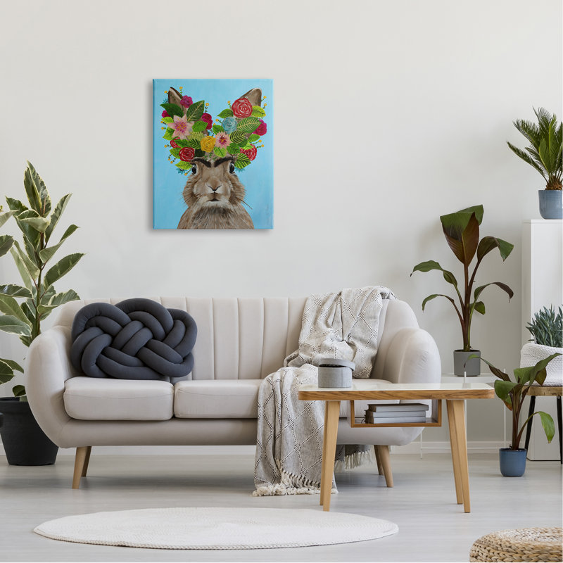 «Brown Bunny Rabbit Ears» par Coco de Paris - Peinture, Toile tendue, H 30 po x l 24 po x P 1,5 po