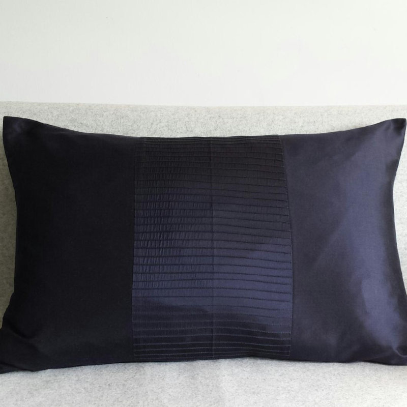 Creola Striped Rectangular Throw Cushion, Navy Blue
