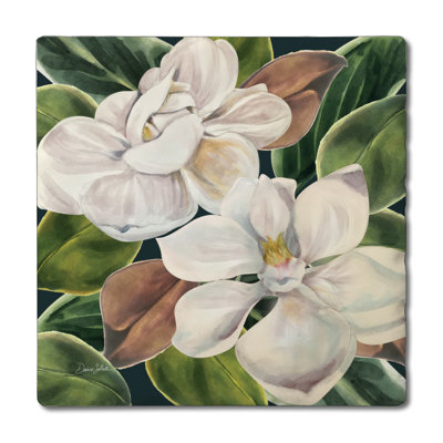 Magnolia Bloom 4-Pack Tumbled Tile Stone Coasters