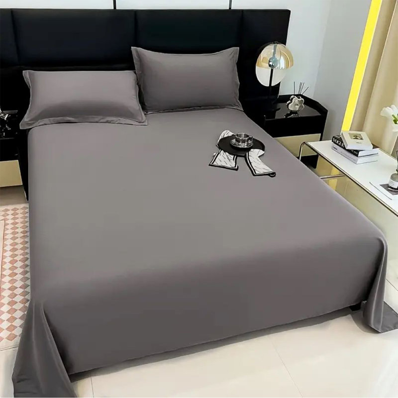 Aspire Homeware Hotel Quality Egyptian Cotton Flat Sheet for Soft and Breathable Sleeping Comfort, Kingsize (5'), Grey
