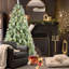 Arbre de Noël avec pommes de pin - pointes, branches mixtes en PVC et aiguilles dures, structure à charnières pour une installation facile, support en métal robuste - arbre de vacances complet et réaliste-1821763620