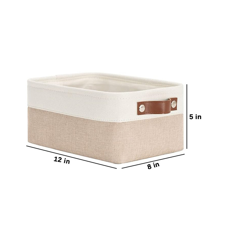 Hokku Designs Fabric Decorative Bin, Beige/White