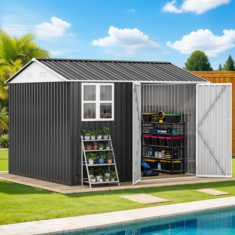 Remise de rangement en acier galvanisé, H 76 po x l 122 po x P 93 po