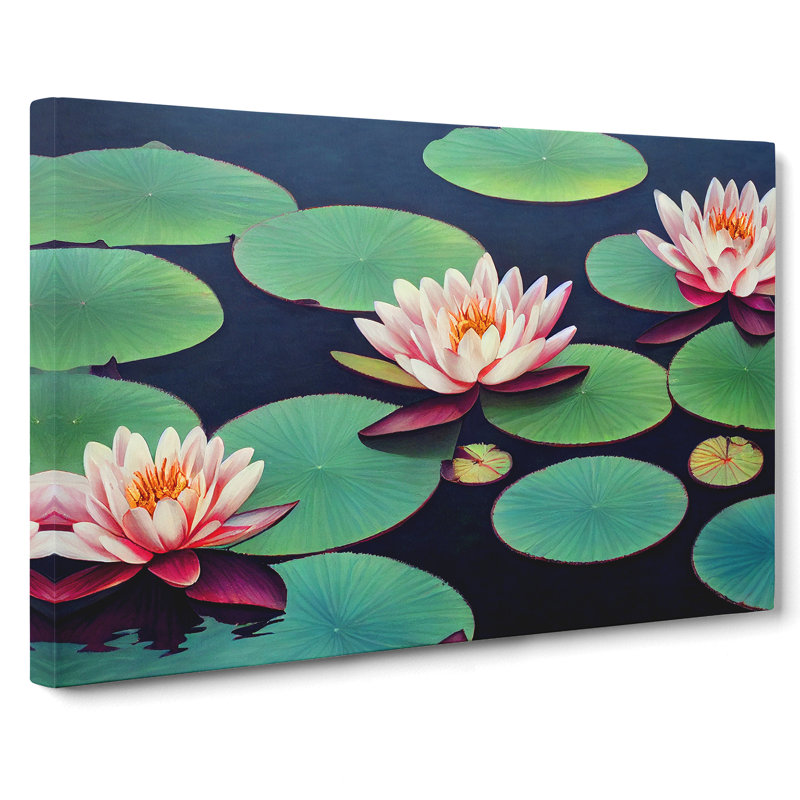 Radiant Water Lily Pond - Wrapped Canvas, 40cm H x 60cm W x 3cm D