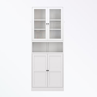 Armoire décorative avec portes à double vitrage et tablette ouverte