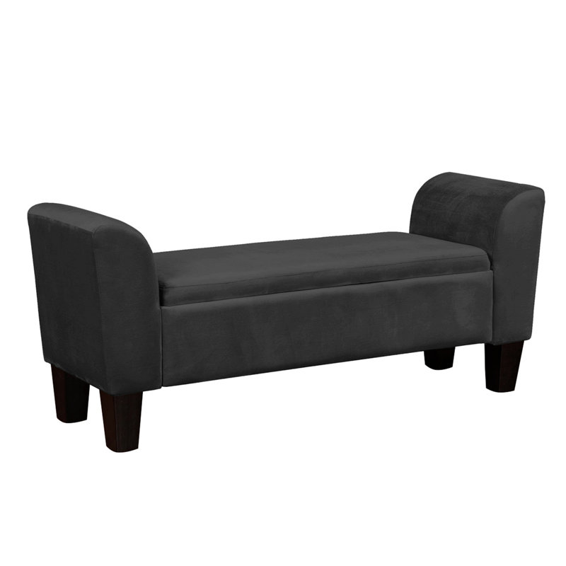 Banc avec rangement Ellesef, Velours noir