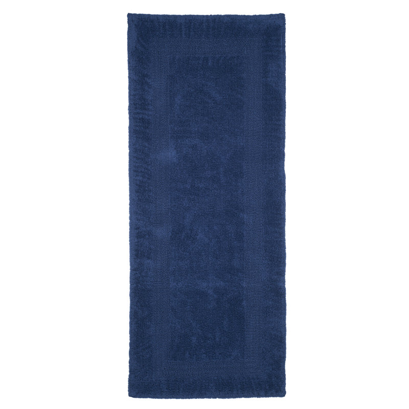 Ragini 60x24-Inch Cotton Bath Mat-Machine Washable Bath Mats for Bathroom, Kitchen, or Laundry Room, Navy