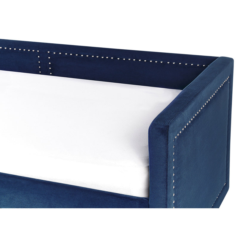 Airianna Upholstered Daybed with Trundle, Navy