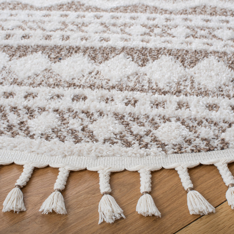 Weiner Moroccan Tassel Shag Performance Southwestern Rug, Round 6'7"