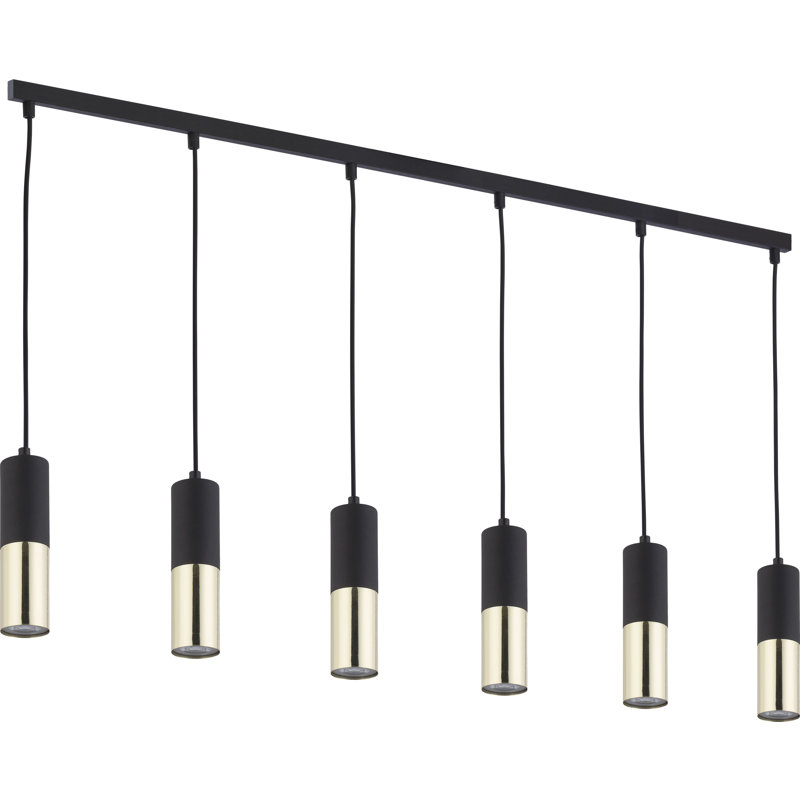 Aveonna 6 - Light Kitchen Island Pendant, Black, Black/Gold