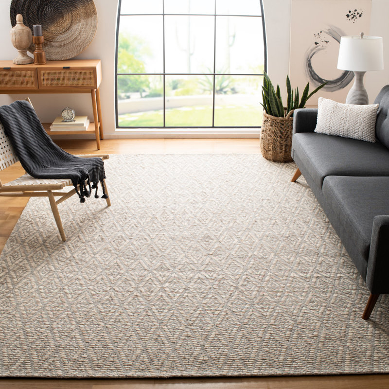 Tapis beige / crème en laine / coton touffeté à la main Jerimiah, Rectangle 6 pi x 9 pi