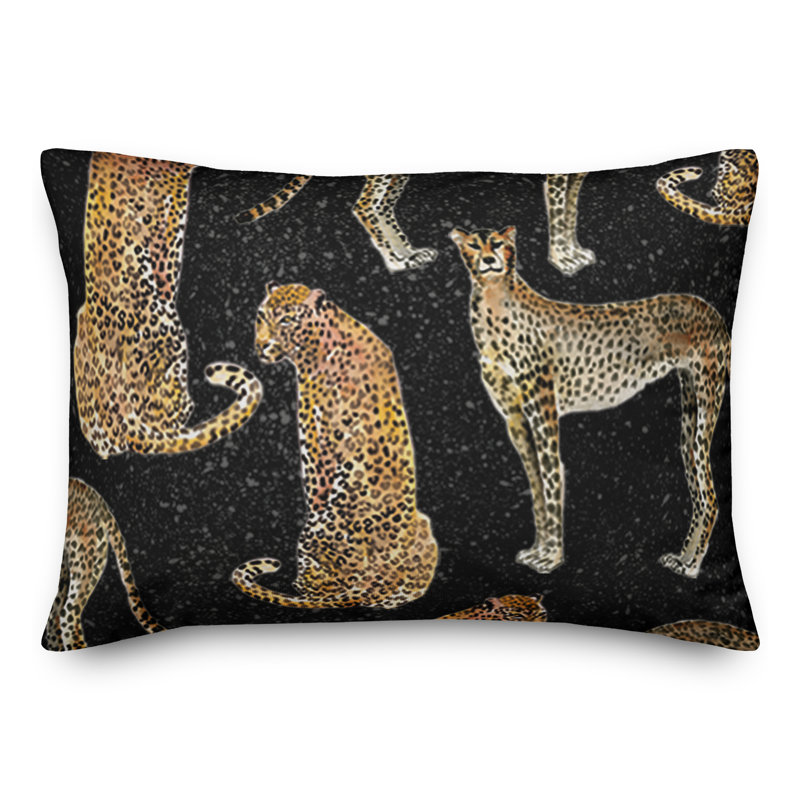 Coussin extérieur Cheetahs On, Noir, H 18 po x l 25 po