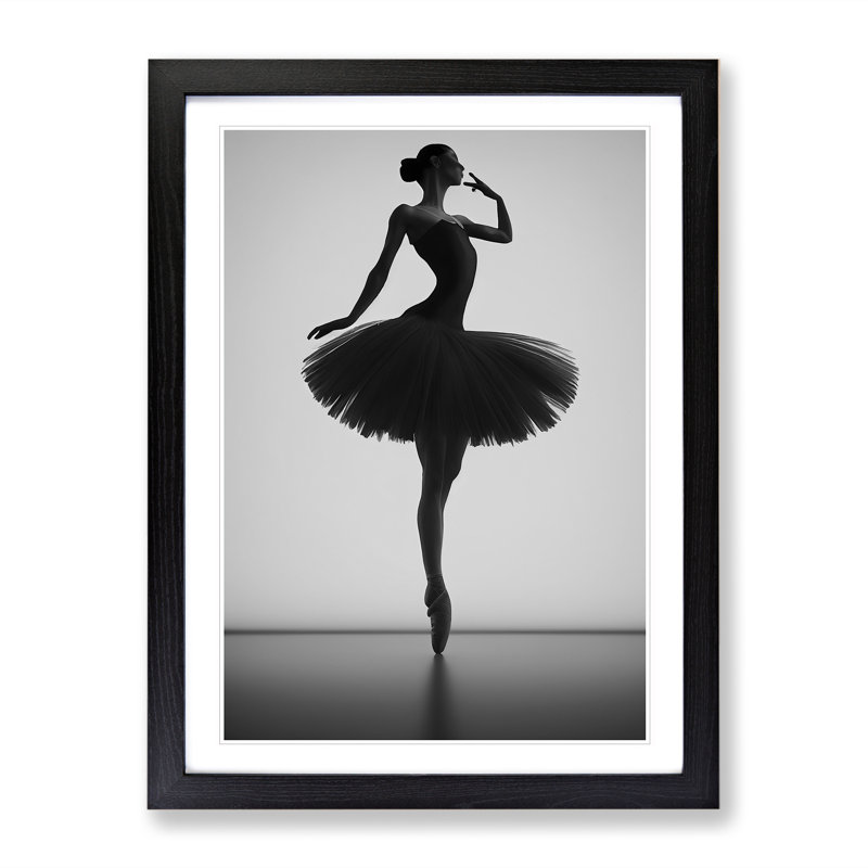 Monochrome Ballerina No.1 - Wrapped Canvas Print, 64cm H x 46cm W x 2cm D, Black Framed