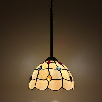 Ampoules DEL Simonson Tiffany avec lumières suspendues en verre coloré or l 8 po x P 8 po x H 60 po