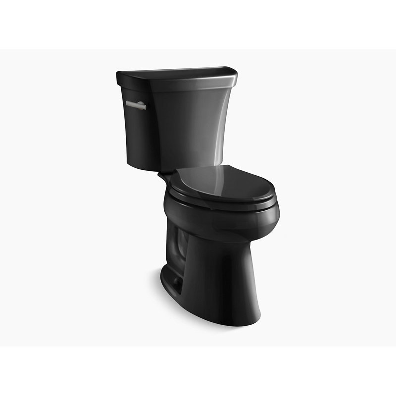 Highline 1.28 GPF Water Efficient Elongated Two-Piece toilet (Seat Not Included), Black, Left