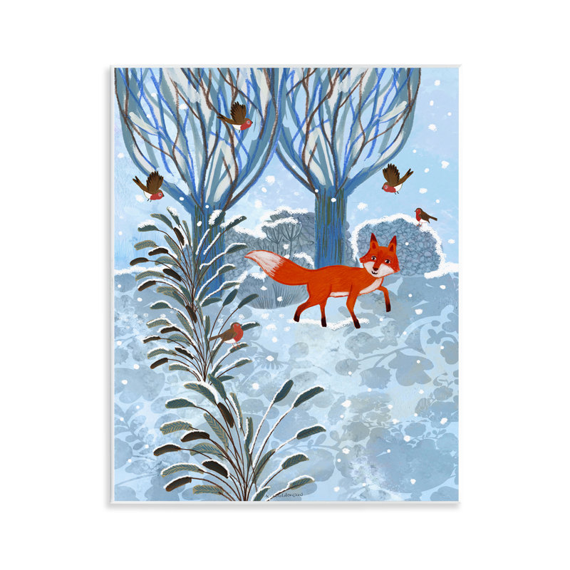 Plaque murale Festive Fox Winter Woodlands, design par Kay Widdowson