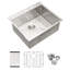 Évier de cuisine en acier inoxydable à montage sur plan - éviers encastrables 25 po x 22 po x 10 po à cuve simple à entraxe profond de calibre 16 R10