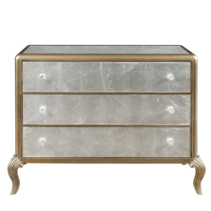 Silver and Gold Eglomise 4-Drawer Glam Chest