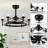 27 "Modern Remote Control Reversible Matte Black With  Matte Black Blades Adjustable Lower Rod Mount Ceiling Fan With Living Room/Bedroom Lighting Kit-1641328597-1619641386