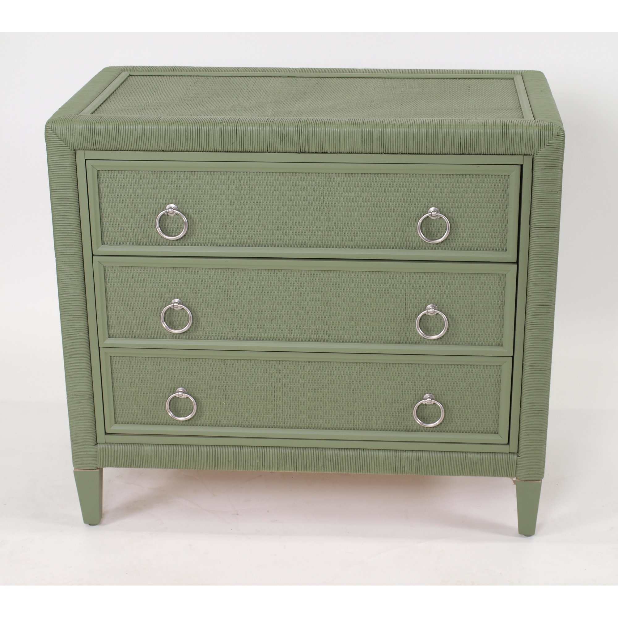 Warwick 3-Drawer Wicker Chest, Willow, Satin Nickel
