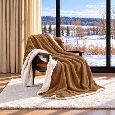 Reversible Sherpa Fleece Fur Thick Blanket