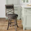 Tabouret pivotant de 24 po de hauteur comptoir, gris vieilli, revêtement gris anthracite, siège de bar embellissant, finition grise, tissu, complément au style maison-117073647-117073634-117073635