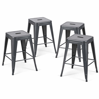 Ensemble de 4 tabourets de bar 24 pouces à hauteur de comptoir, assemblage facile, empilable et peu encombrant pour la cuisine et le bar