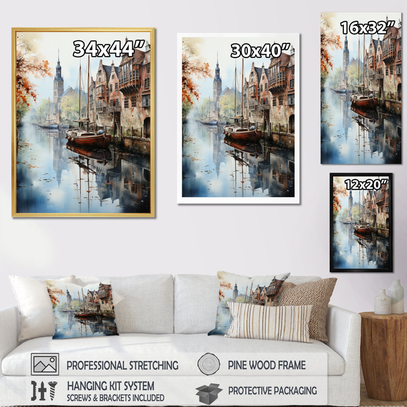 Allemagne Canal Serenity II - impression, H 40 po x l 30 po x P 1,5 po, Toile tendue