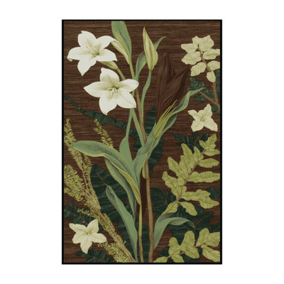 Tapis botanique brun lavable à la machine