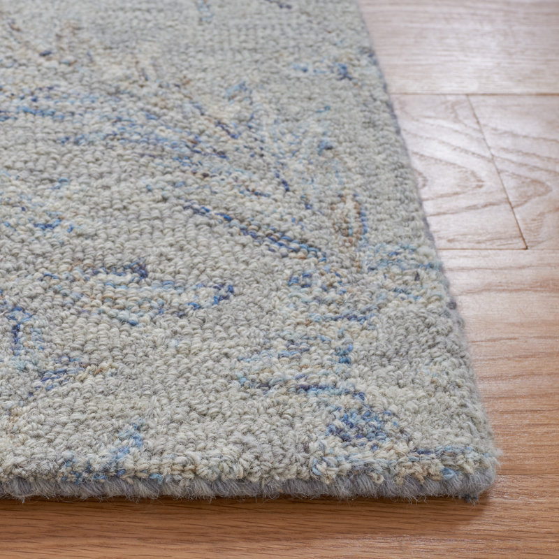 Earlville Micro-Loop Hand Tufted Wool And Cotton With Latex Damask Rug, Rectangle 8' x 10'