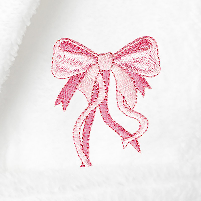  Peignoir en molleton mi-mollet avec poches et capuche, L, Blanc / rose