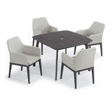 Oland 3-Piece 39" Square Dining Table and Armchairs Chalk Frame Tekwood
