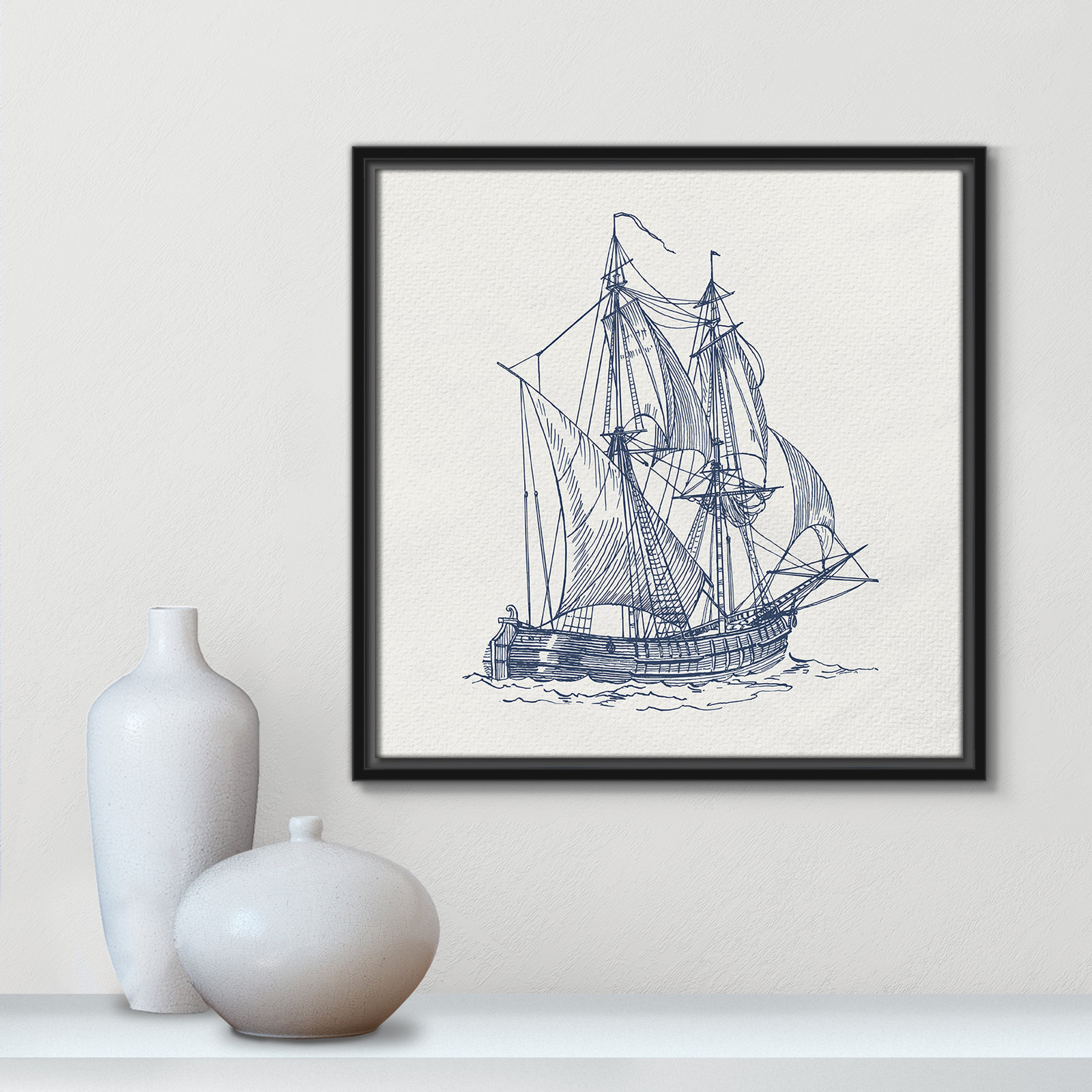 Into the Sea Collection "Into the Sea I" Print, 17.5" H x 17.5" W, Black