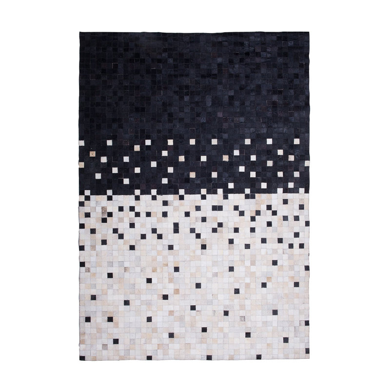 Ria Geometric Leather Hand Woven Area Rug, Rectangle 140 x 200cm