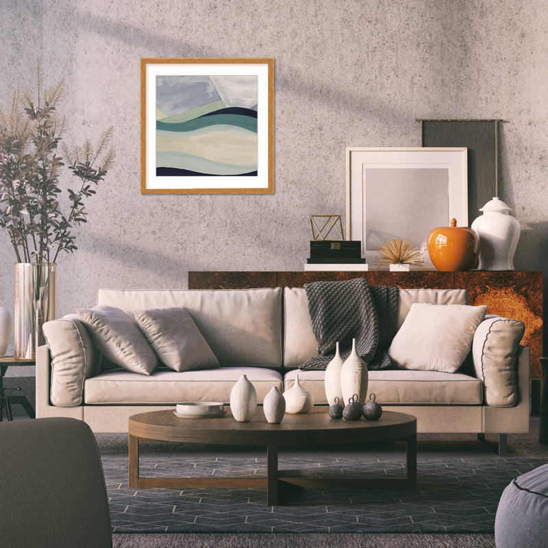Coastal Retreat Serene Waters: Abstract Seaside, 24" H x 24" W